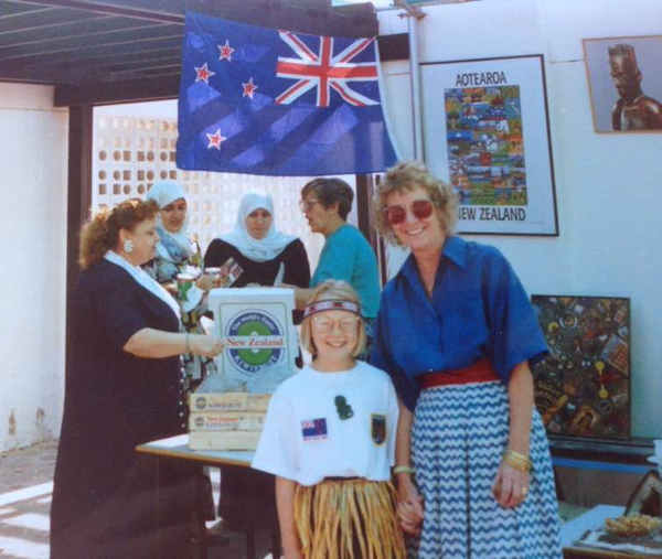At Anna's New Zealand stand at the International Day at Emirates International School in mid 1990s.
